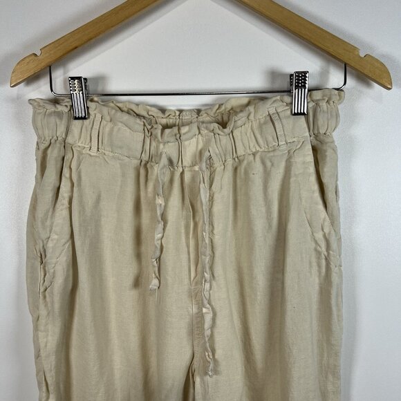 Cloth & Stone Boho Crop Linen Pants Women Small Distressed Chic Lagenlook Frayed - Picture 2 of 10